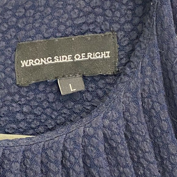 Wrong Side Of Right Women’s Navy Blue Pleated Front Animal Print Dress Size L - Picture 7 of 11